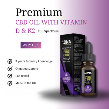 10ml Pro CBD Oil + Vitamin D & K2 - 500mg