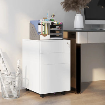 lock cabinet in white wit 3 draws  