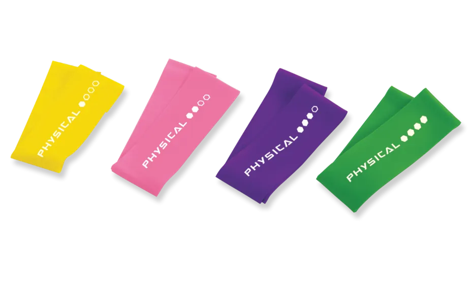 resistance band set of 4 to help rehab, and warm up or workout, gym, home, office, garden, injury, activation, muscles, joints, 