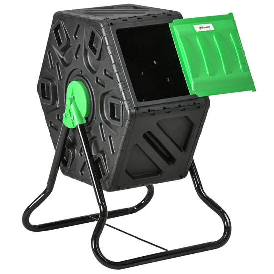 65L size: Great for light use, this garden compost bin will give you rich fertiliser between one-three months. Turn food waste into something useful for your plants.

Rotates: The 360° means you can easily turn this compost bin, mixing the inside contents without having to touch inside.

48 ventilation holes: Allows plenty of air inside this rotating composter, helping with the decomposition process.

Steel base: A strong base for this compost tumbler - keeping it supported with inner contents and when it's