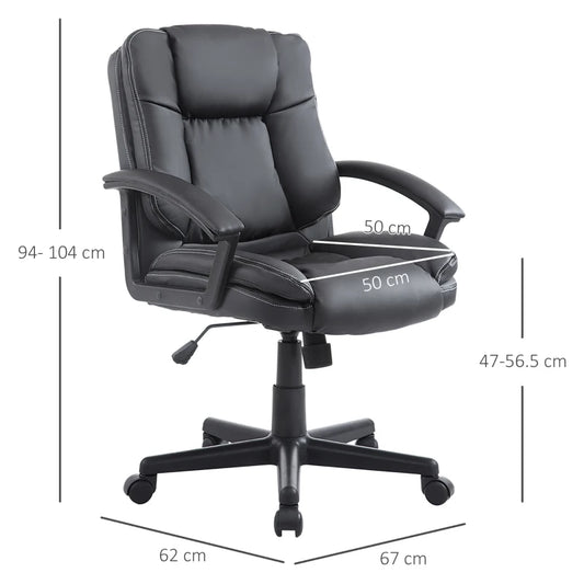 Office Chair, Faux Leather Computer Desk Chair, Mid Back Executive Chair with Adjustable Height and Swivel Rolling Wheels for Home Study
