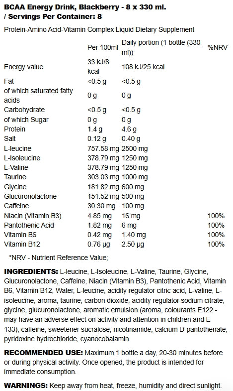 Nutrend BCAA Energy Drink 8x330ml