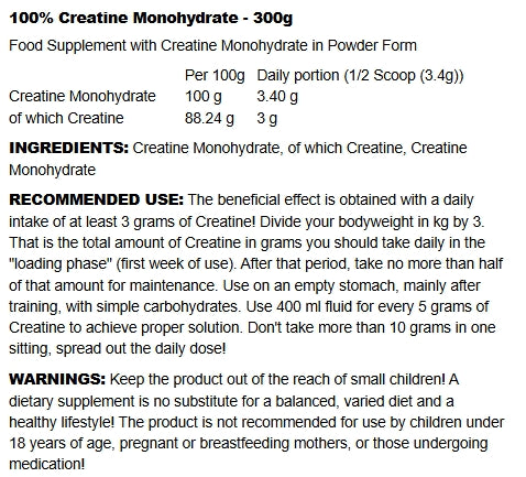 100% Creatine Monohydrate - 300 grams - SciTec