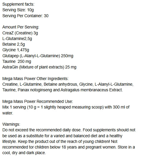 Mega Mass Power (Creatine Blend) - 300g - Weider