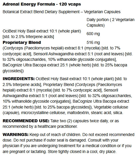 Adrenal Energy Formula - 120 vcaps - Life Extension