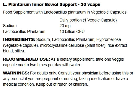 Swansons - L. Plantarum Inner Bowel Support - 30 vcaps