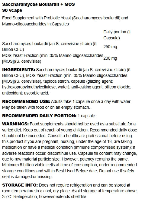 Saccharomyces Boulardii + MOS - 90 vcaps