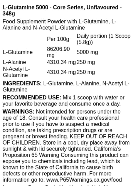 L-Glutamine 5000 - Core Series, Unflavoured - 348 grams