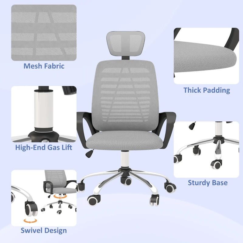 Back and neck support: Work chair has a high back and a head pillow. Keeps you comfortable for hours.

Dimensions: 114-122H x 63W x 66Dcm. Seat: 44-52 x 48W x 50Dcm. Maximum load 120kg. Assembly required.