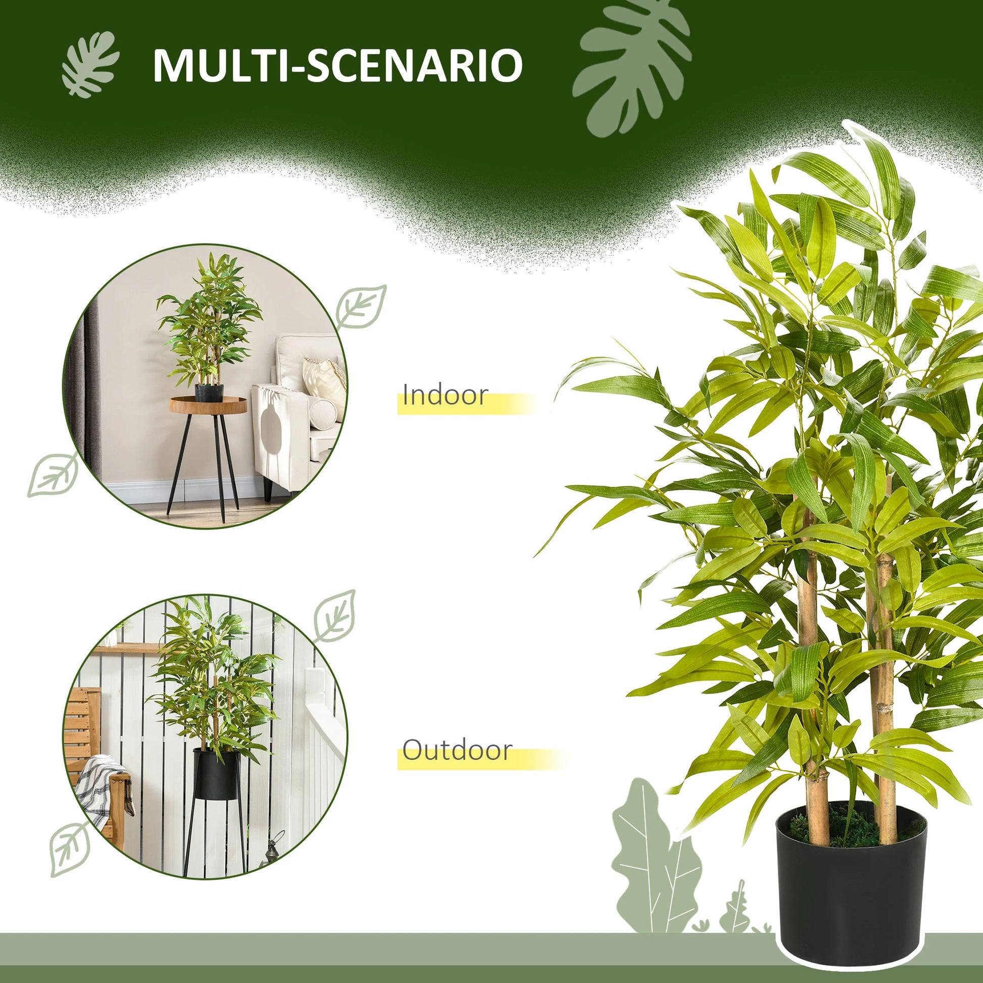 easy outdoor plants in the home, quick to wipe down and move if needed adding décor some green and bringing new energy towards your health, fitness, wellbeing or lifestyle. 
evolve any rooms with the fake plants. free delivery

Bamboo design, tabletop size: A beautiful and vibrant design to use in plenty of places, bringing bright colour into your home. Artificial plant: Made from thick plastic, this decorative faux plant has a natural-feeling texture for a realistic look and feel. Suitable as both an indoo