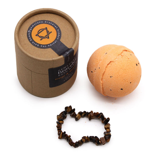 Tiger Eye Gem Bracelet & Bath Bomb Set