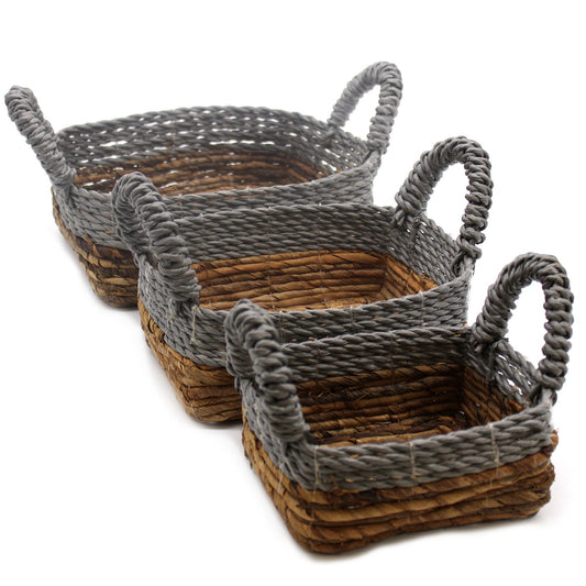 Banana Leaf & Abu-Abu Raffia Basket- Set of 3