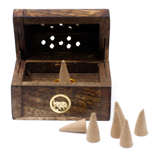 Mango Wood - Mini Incense Cone Smoke Box