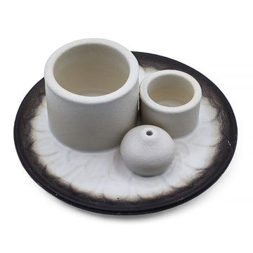 Incense, Palo Santo Stick & Smudge Holder - Mandala White & Grey