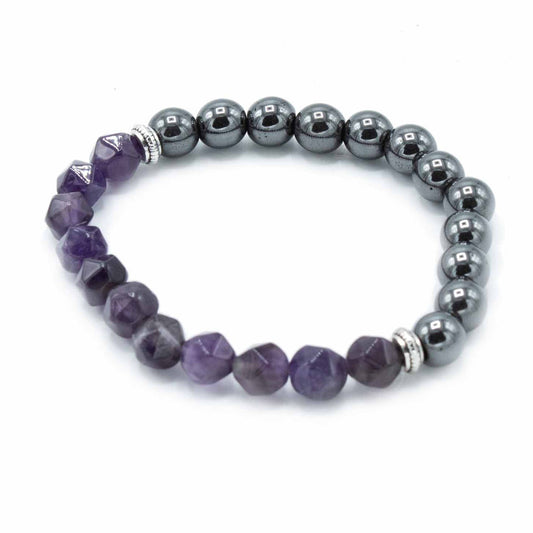 Faceted Gemstone Bracelet - Magnetic / Amethyst