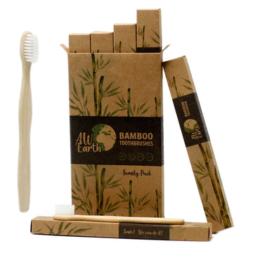 Bamboo Toothbrush - White - Family Pack of 4