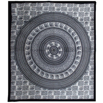 Double Cotton Bedspread + Wall Hanging - Mono Mandala