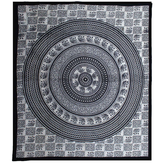Double Cotton Bedspread + Wall Hanging - Mono Mandala