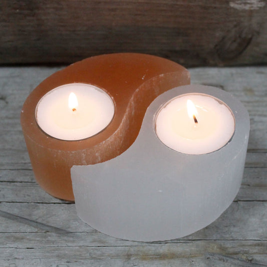 Selenite - Ying & Yang - Candle Holder