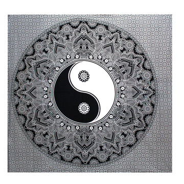 Black & White,  Ying & Yang Double Cotton Hanging Wall Art / Bedspread