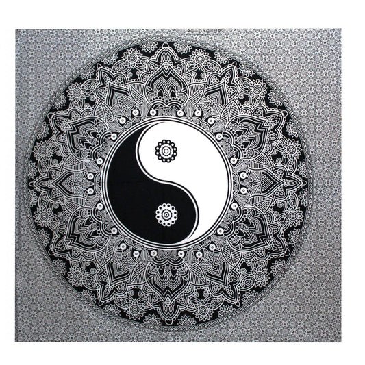Black & White,  Ying & Yang Double Cotton Hanging Wall Art / Bedspread