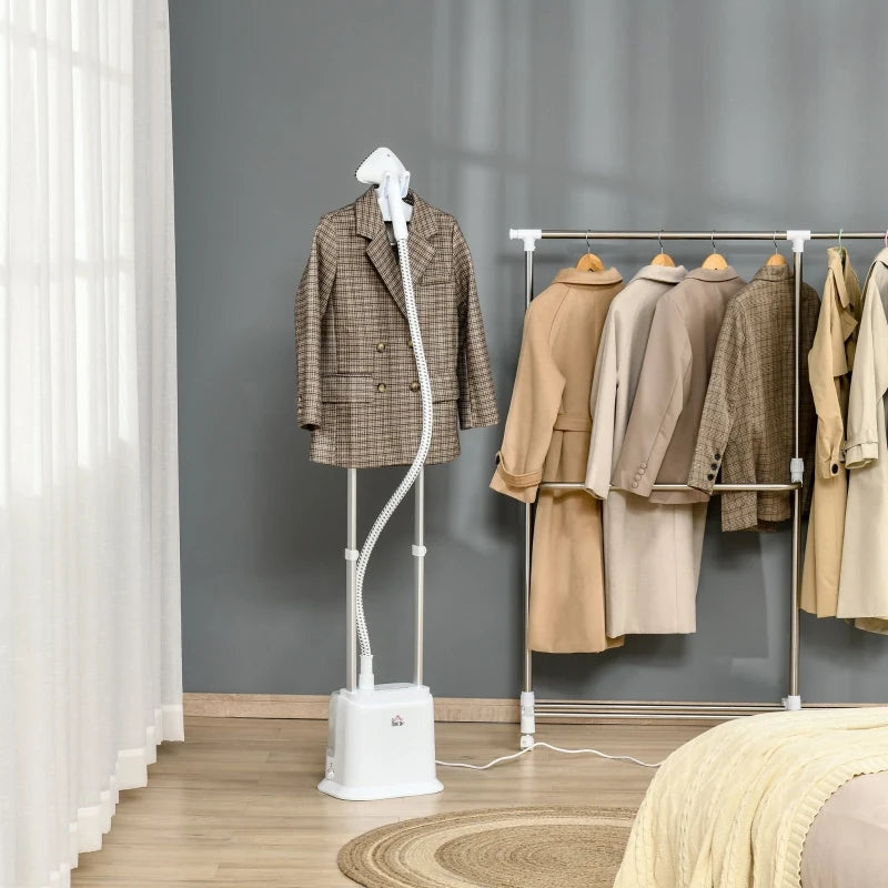 For All Types of Fabric: This garment steamer features 6 steam setting, making it suitable for all kinds of fabric, including silk, nylon, wool, and more.

Considerate Design: The telescopic poles of the vertical steamer are adjustable for easy use and slide down for storage. And the built-in garment hanger with fabric brush keeps garments in position while steaming.

Safety First: When the boiler with water shortage, the garment steamer for clothes can cut off the power supply. 