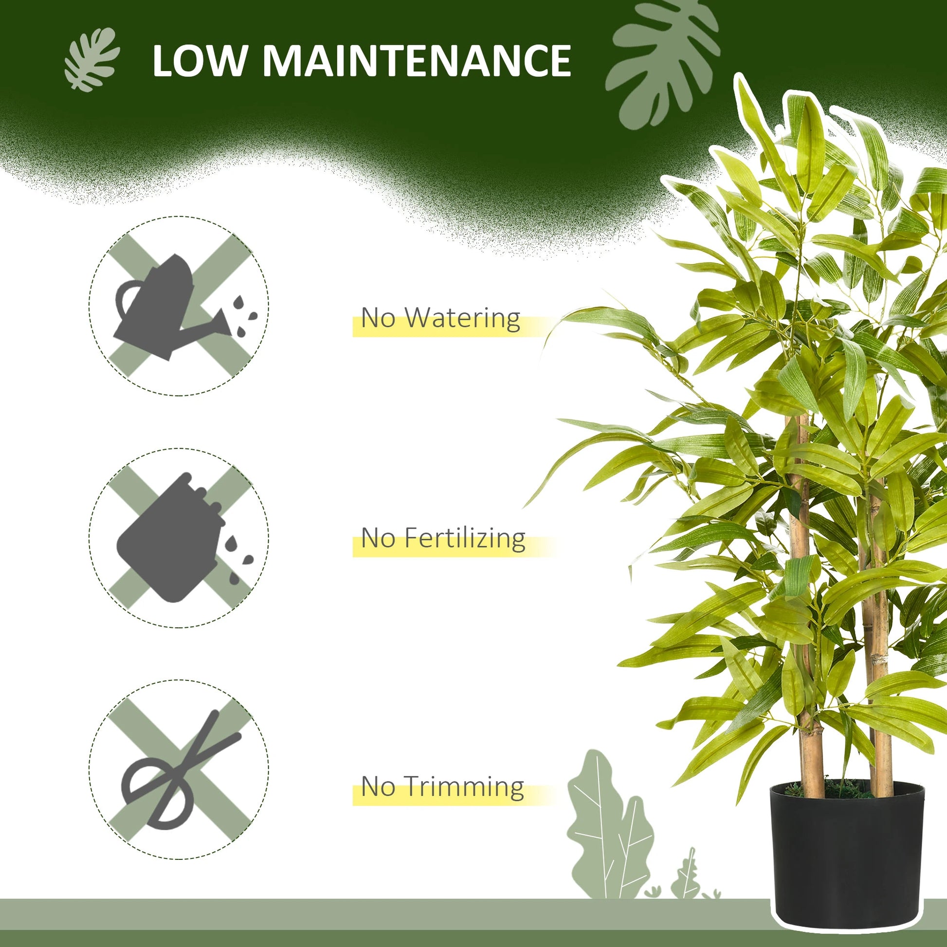 easy outdoor plants in the home, quick to wipe down and move if needed adding décor some green and bringing new energy towards your health, fitness, wellbeing or lifestyle. 
evolve any rooms with the fake plants. free delivery

Bamboo design, tabletop size: A beautiful and vibrant design to use in plenty of places, bringing bright colour into your home. Artificial plant: Made from thick plastic, this decorative faux plant has a natural-feeling texture for a realistic look and feel. Suitable as both an indoo