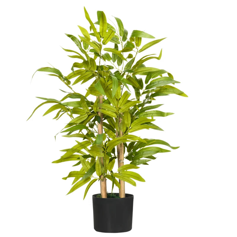 Bamboo design, tabletop size: A beautiful and vibrant design to use in plenty of places, bringing bright colour into your home. Artificial plant: Made from thick plastic, this decorative faux plant has a natural-feeling texture for a realistic look and feel. Suitable as both an indoor plant and outdoor plant. Plant pot included: Delivered ready to use. Filled with cement, with faux grass on top, for an extra-real finish to keep this desk plant standing firmly in place. Easy to maintain: No watering required