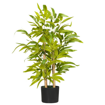 Bamboo design, tabletop size: A beautiful and vibrant design to use in plenty of places, bringing bright colour into your home. Artificial plant: Made from thick plastic, this decorative faux plant has a natural-feeling texture for a realistic look and feel. Suitable as both an indoor plant and outdoor plant. Plant pot included: Delivered ready to use. Filled with cement, with faux grass on top, for an extra-real finish to keep this desk plant standing firmly in place. Easy to maintain: No watering required