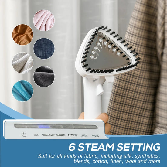 Fast Heat up: Just wait 45 seconds to start, this powerful steamer clothing (1650-1960W) with 1.7L water tank provides 45 minutes continuous steam work when fully filled. And the tank is detachable for convenient refill.

For All Types of Fabric: This garment steamer features 6 steam setting, making it suitable for all kinds of fabric, including silk, nylon, wool, and more.