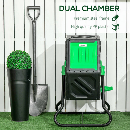 65L size: Great for light use, this garden compost bin will give you rich fertiliser between one-three months. Turn food waste into something useful for your plants.

Rotates: The 360° means you can easily turn this compost bin, mixing the inside contents without having to touch inside.

48 ventilation holes: Allows plenty of air inside this rotating composter, helping with the decomposition process.

Steel base: A strong base for this compost tumbler - keeping it supported with inner contents and when it's