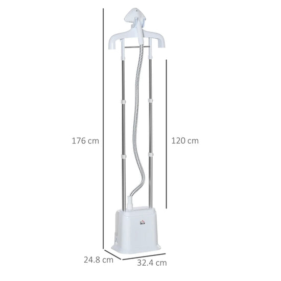 Considerate Design: The telescopic poles of the vertical steamer are adjustable for easy use and slide down for storage. And the built-in garment hanger with fabric brush keeps garments in position while steaming.