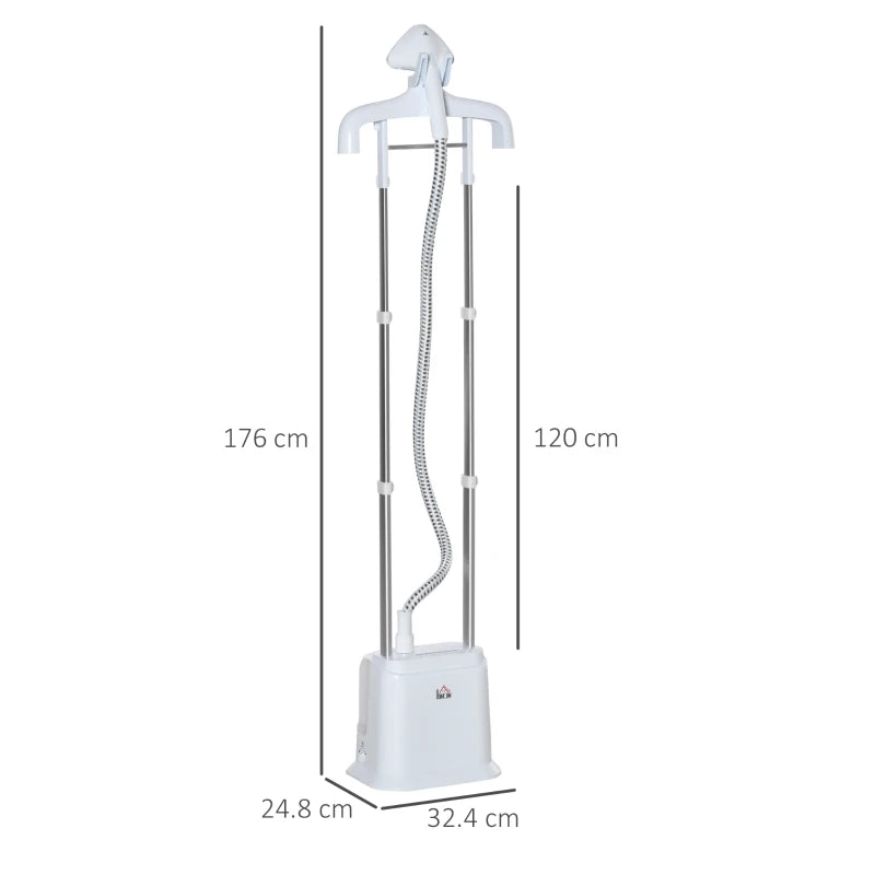 Considerate Design: The telescopic poles of the vertical steamer are adjustable for easy use and slide down for storage. And the built-in garment hanger with fabric brush keeps garments in position while steaming.