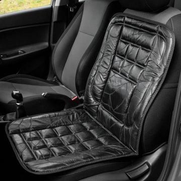 Leather Car Seat Cover, 2 x Black Orthopaedic