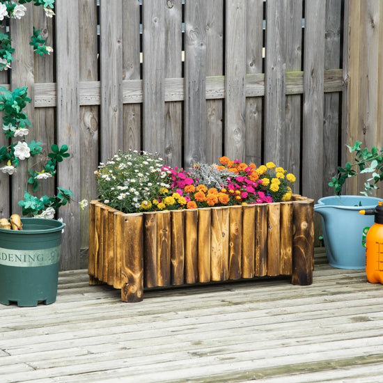 The raised beds for garden are constructed with chemical-free and naturally rot-resistant fir wood offering long term use This is an ideal planter box for small spaces for anyone who wishes to grow vegetables and plants Garden planters easy to assemble and can be ready in minutes, ready for soil and seeds The raised wooden planter is large enough to provide lots of space for growing efficiently; Suitable for garden, backyard, and small-space gardening Overall Size: 78L x 35W x 30H (cm); Weight Capacity: 40k