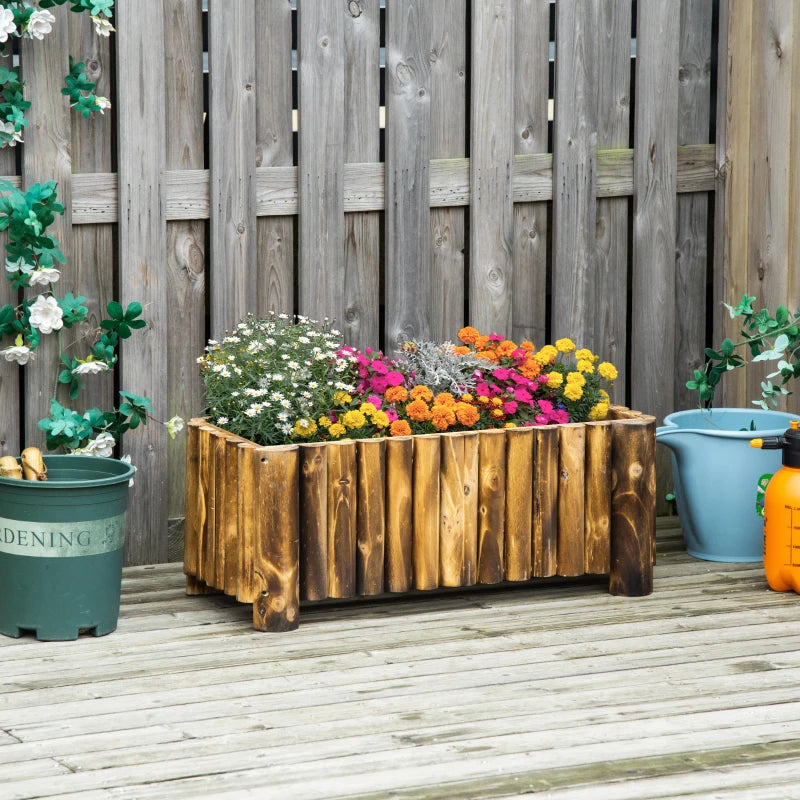 The raised beds for garden are constructed with chemical-free and naturally rot-resistant fir wood offering long term use This is an ideal planter box for small spaces for anyone who wishes to grow vegetables and plants Garden planters easy to assemble and can be ready in minutes, ready for soil and seeds The raised wooden planter is large enough to provide lots of space for growing efficiently; Suitable for garden, backyard, and small-space gardening Overall Size: 78L x 35W x 30H (cm); Weight Capacity: 40k
