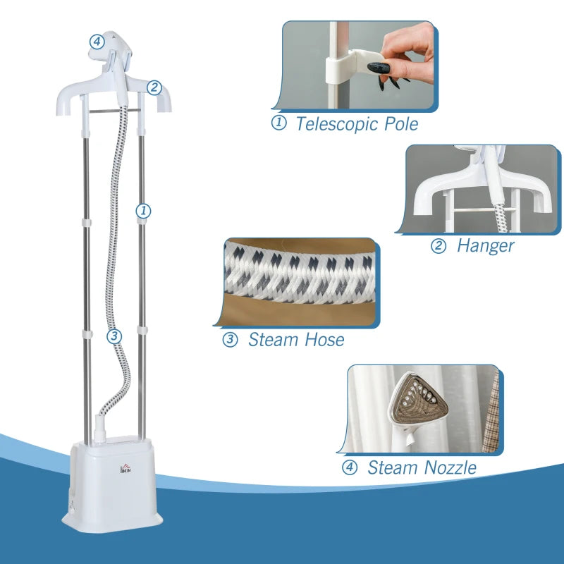 Safety First: When the boiler with water shortage, the garment steamer for clothes can cut off the power supply. And the thermal fuse will cut off the power supply to ensure safety when the thermostat is damaged or failed,

Dimension: Overall Dimension: 32.4L x 24.8W x 176H cm. Assembly required.