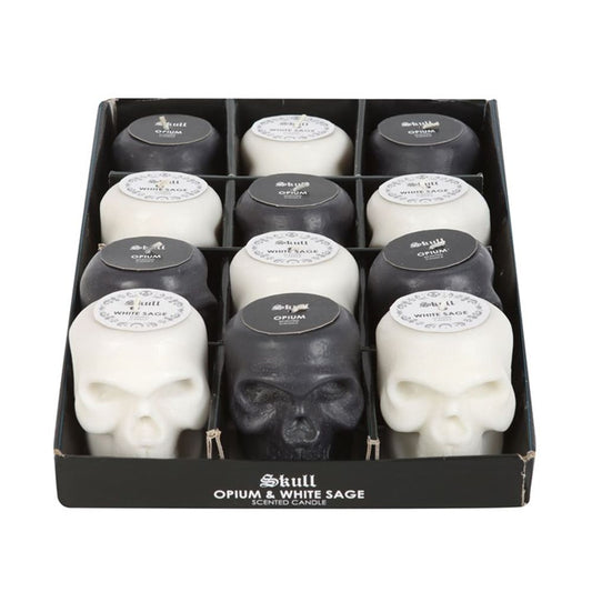 Set of 12 Opium & White Sage Skull Candles