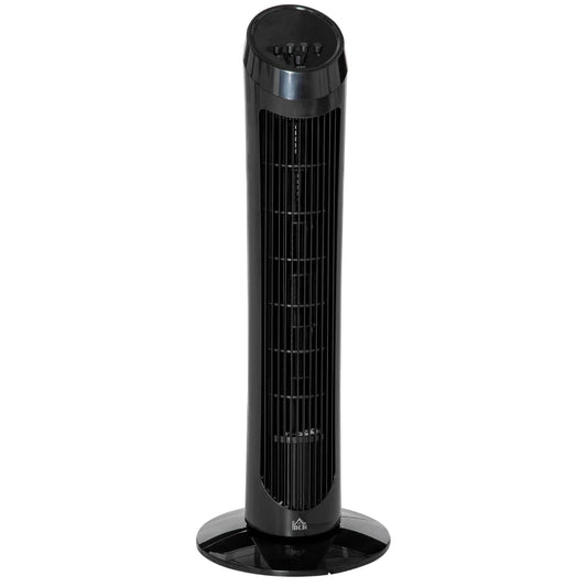 Tower Fan for Bedroom Cooling, 30 Inch Electric 70° Oscillating Fan with 3 Speed Settings, Standing Floor Fan for Home Office Indoor, Black